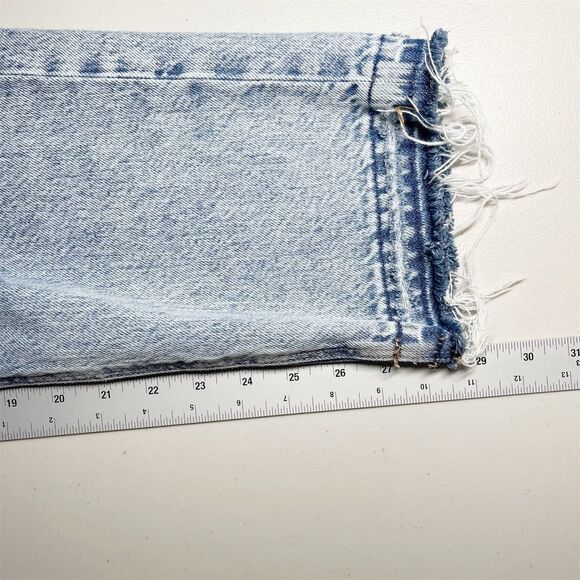 American Eagle Mom Straight Jean Size 10  Blue Light Wash Ripped Rigid Cotton - Picture 12 of 13